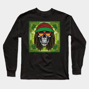 Rasta Skulls - Stoner Reggae Island Vibes Long Sleeve T-Shirt